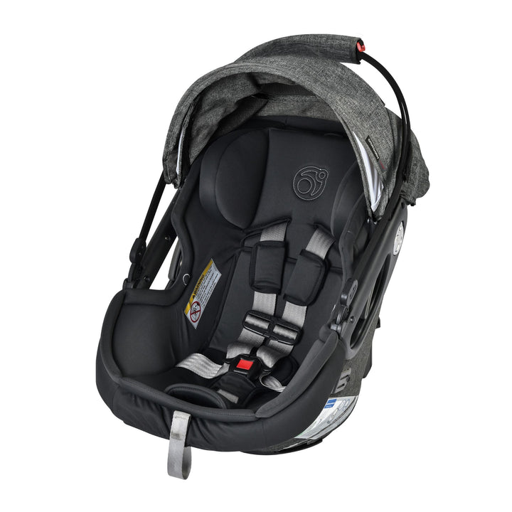 The Orbit Baby Jog, Sleep, & Ride Travel System in Melange Grey delivers premium comfort in a sleek baby stroller design.
