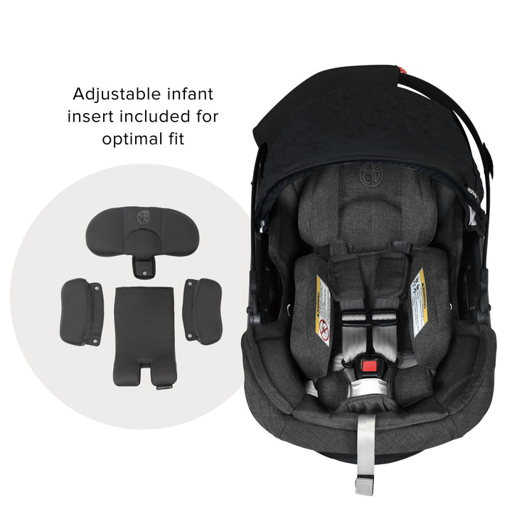 orbit baby merino wool G5 plus infant car seat with  ergonomic handles and easy transport