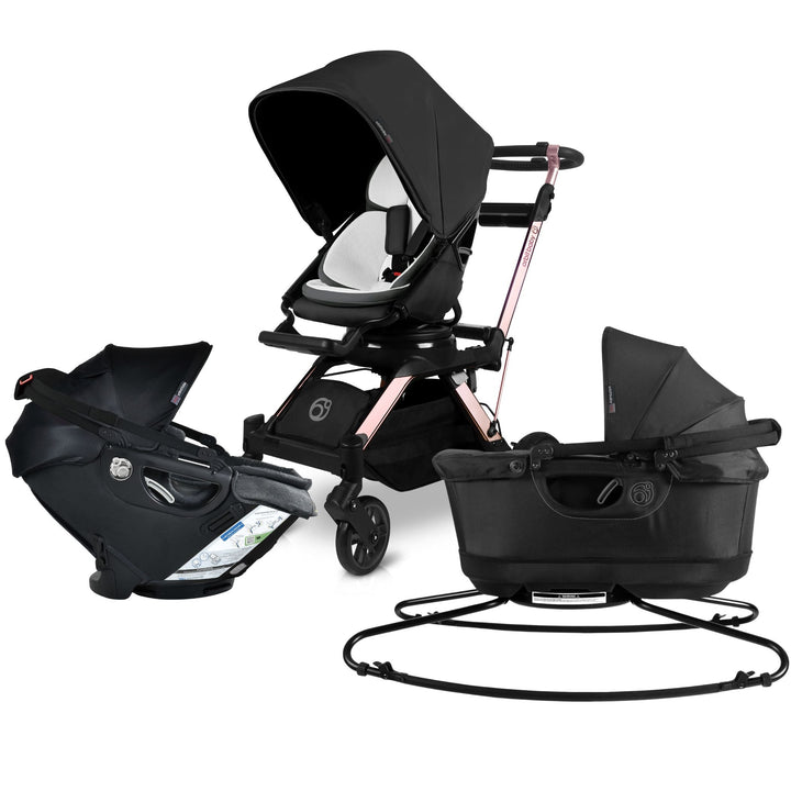 Stroll, Sleep, & Ride Travel System with G+ Infant Car Seat by Orbit Baby and travel car seat best convertible car seat in rose gold frame