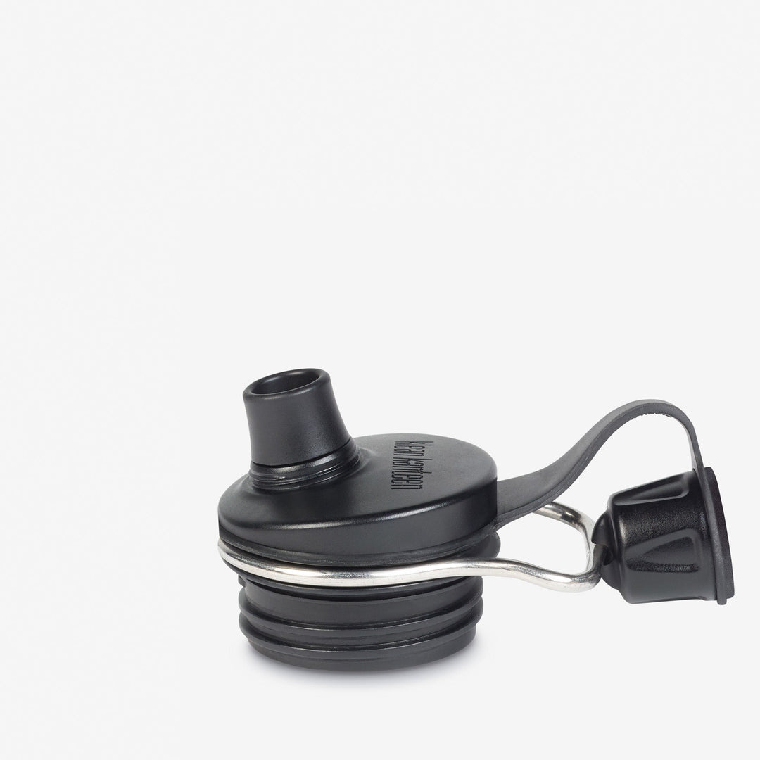 Open view of Black Klean Kanteen 32oz TKWide with Chug Cap, sealed no leak top for secure drinking.