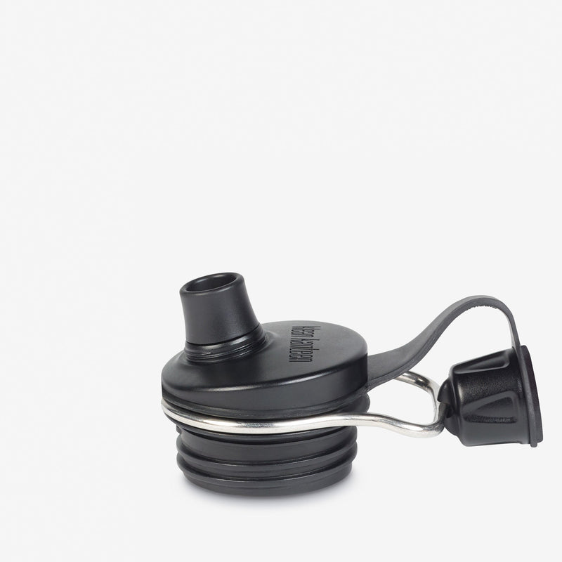 Open view of Black Klean Kanteen 32oz TKWide with Chug Cap, sealed no leak top for secure drinking.