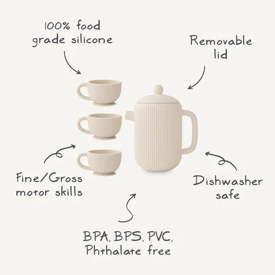 dishwasher safe silicone phthalate free baby safe tea set mushi