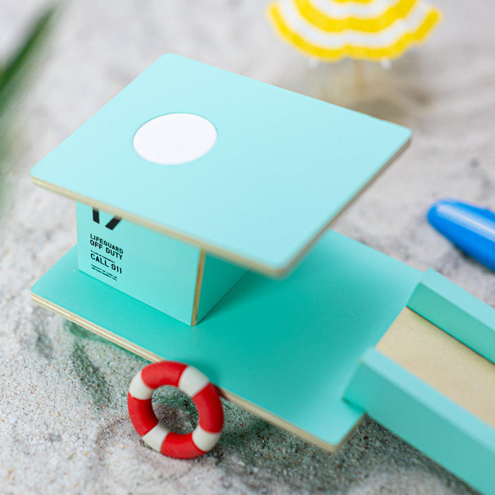 Toy car accessory by Plantoys, the Teal Santa Monica is a big toy car delight.