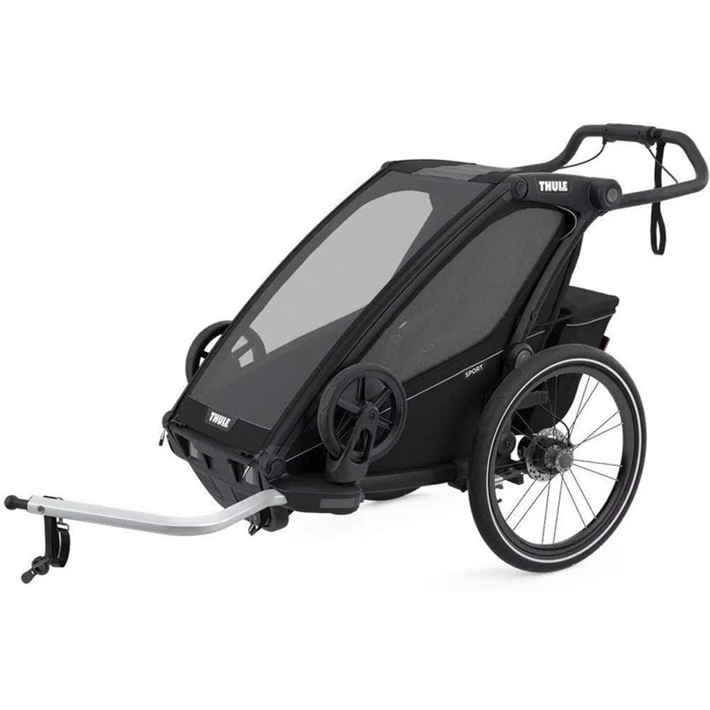 Thule Chariot Sport 1 Black bike trailer, designed for smooth and secure rides.