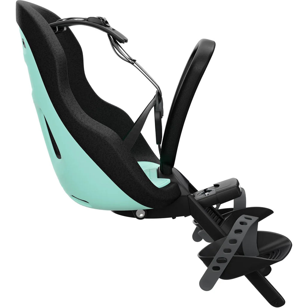 Mint Green Thule Yepp Nexxt2 Mini, a stylish and ergonomic baby bike seat.