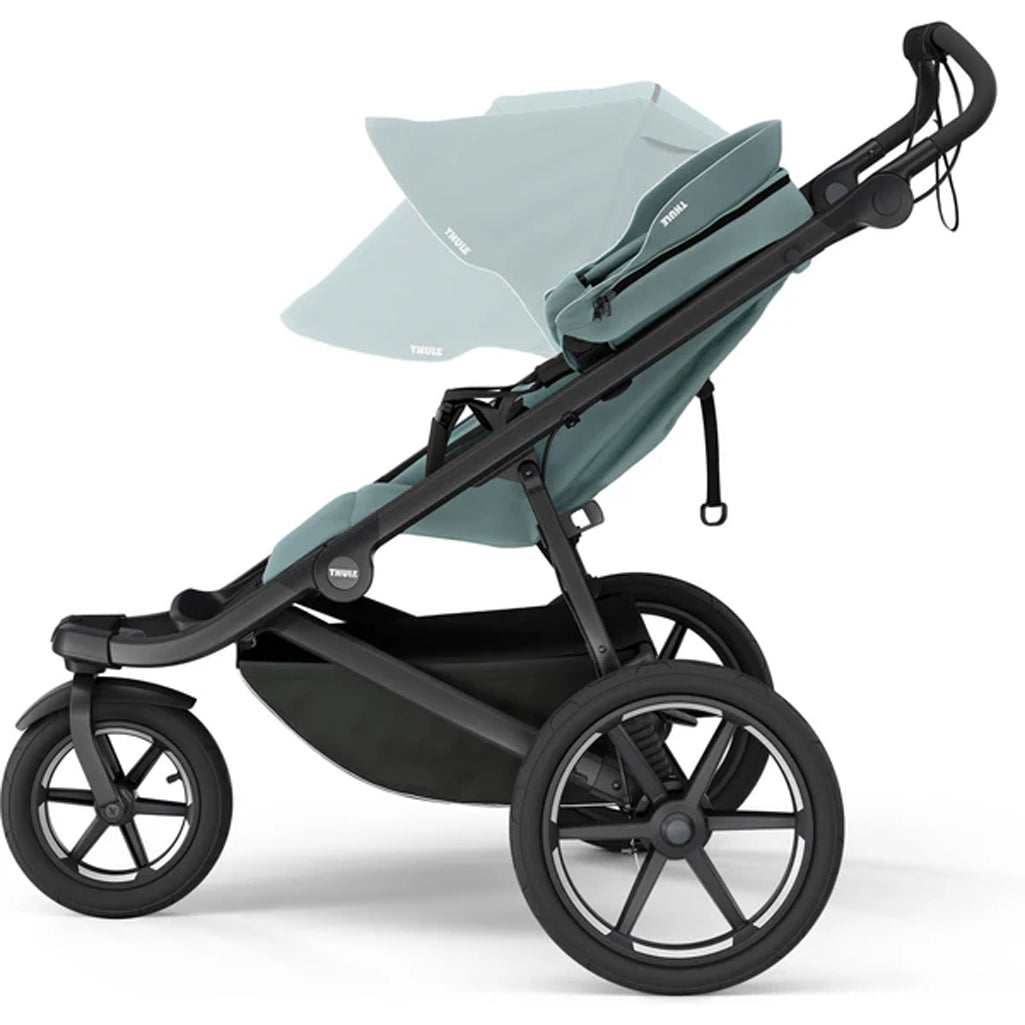 Thule Urban Glide 3 stroller with extendable infant sunshade, protecting little ones.