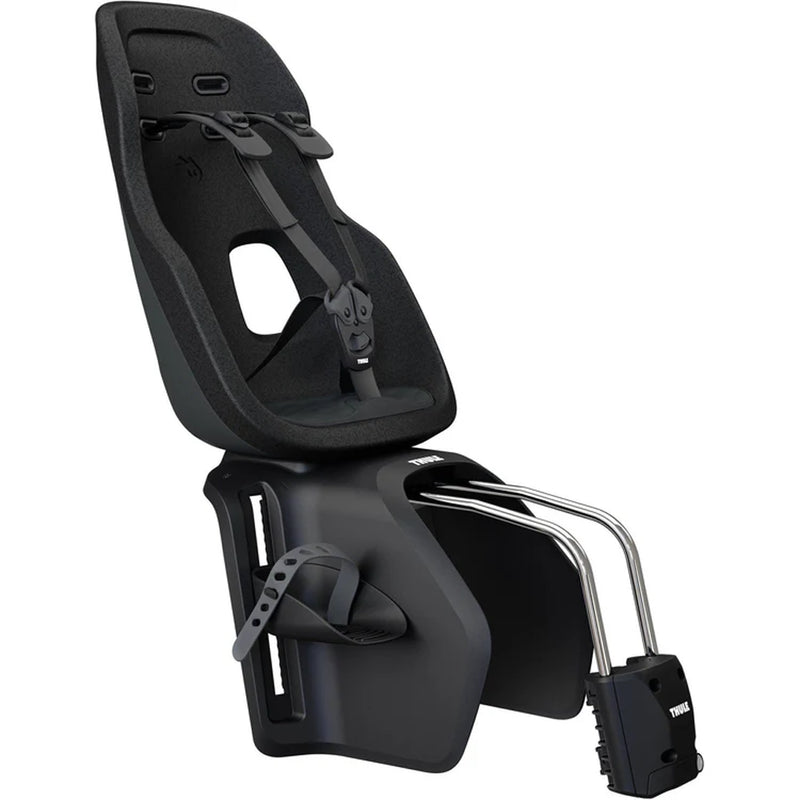 Black Thule Yepp Nexxt2 Maxi Frame Mount bike seat, a secure and lightweight Thule bike seat.