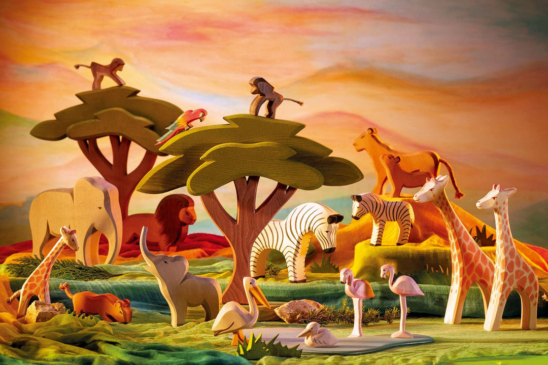 Zebra, Small by Ostheimer, a hand-painted wooden zebra toy for open-ended play