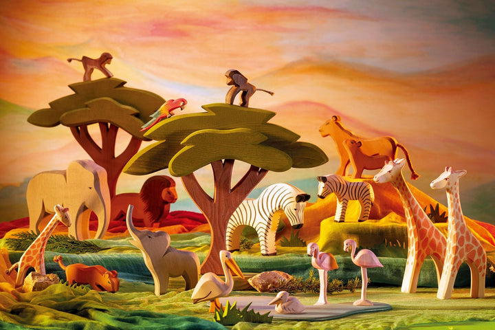Giraffe, Standing by Ostheimer, a hand-painted wooden giraffe toy for open-ended play