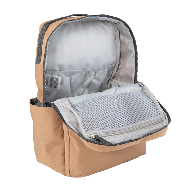 Back view of Little Unicorn Red Rovr Roo Backpack - Toffee featuring adjustable straps for comfort in backpack kids style.