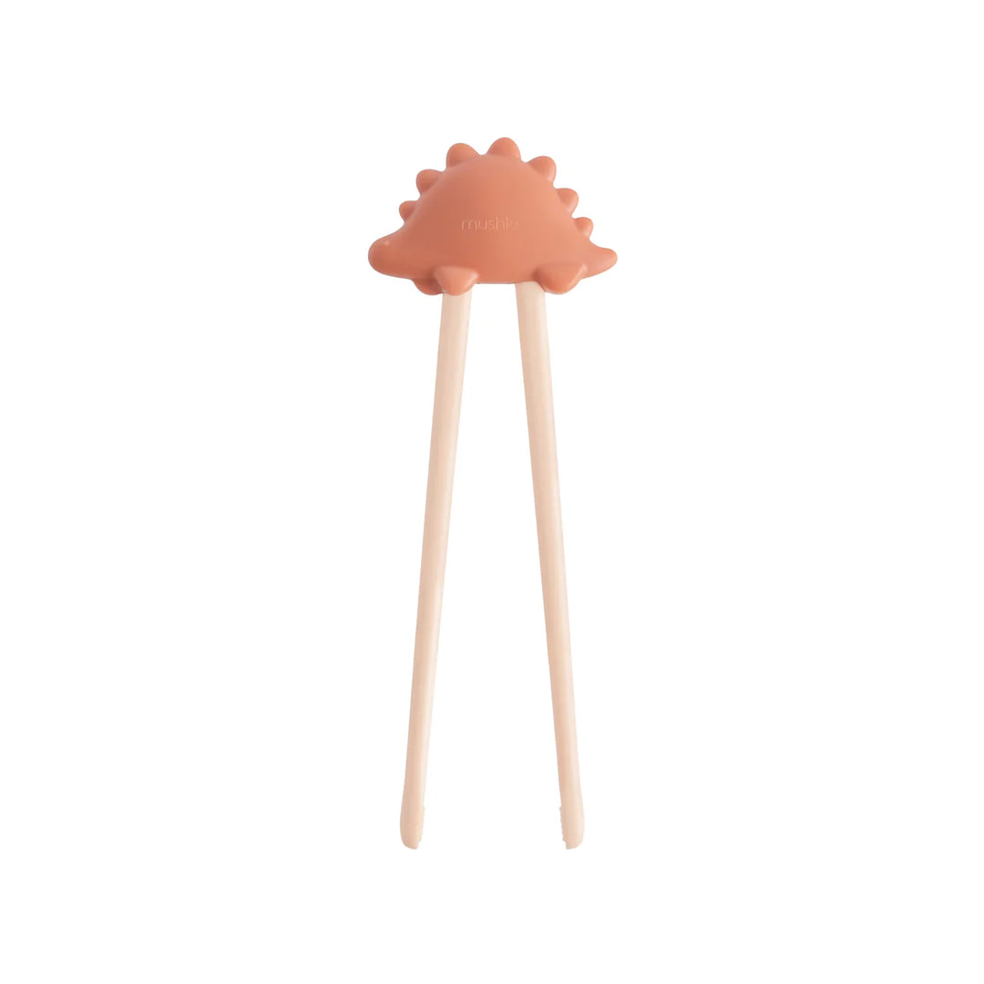 Mushie Training Chopsticks in Rose - food-grade ABS plastic toddler chopsticks for self-feeding ages 2 plus