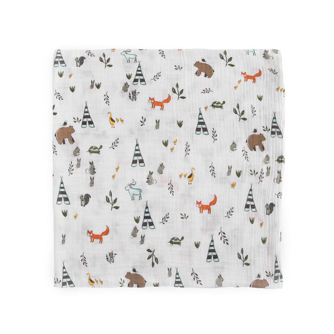 Little Unicorn Cotton Muslin Swaddle Blanket 3 Pack - Forest Friends 2, breathable muslin swaddle blankets