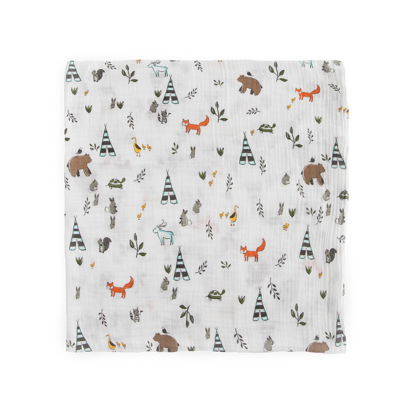 Little Unicorn Cotton Muslin Swaddle Blanket 3 Pack - Forest Friends 2, breathable muslin swaddle blankets