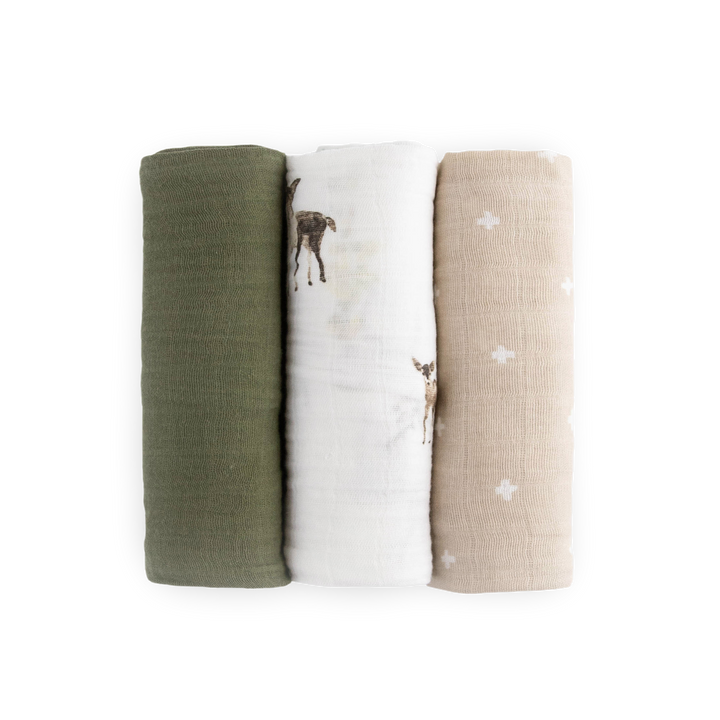 Little Unicorn Oh Deer 2 Muslin Swaddle Blanket 3 Pack, muslin for swaddling newborns