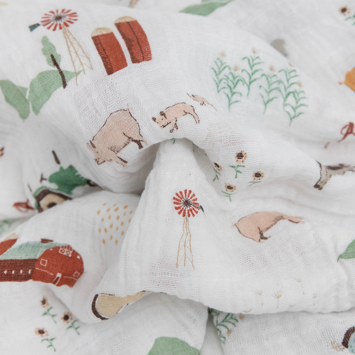 Cozy Little Unicorn Farmyard Muslin Swaddle Blanket 3 Pack, perfect muslin blanket for infants