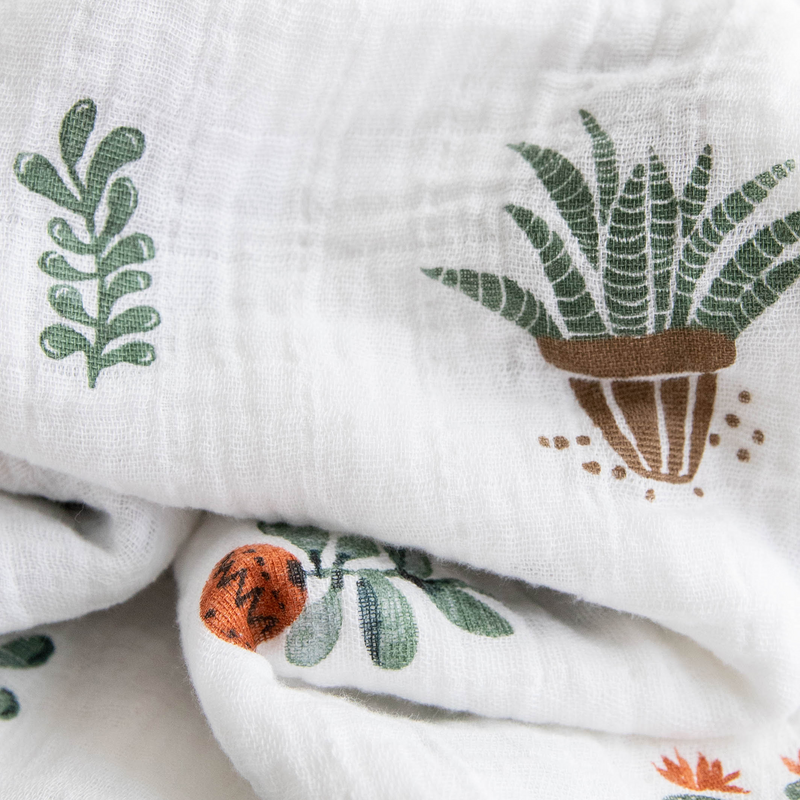 Prickle Pots muslin blanket by Little Unicorn, gentle and breathable for baby comfort.