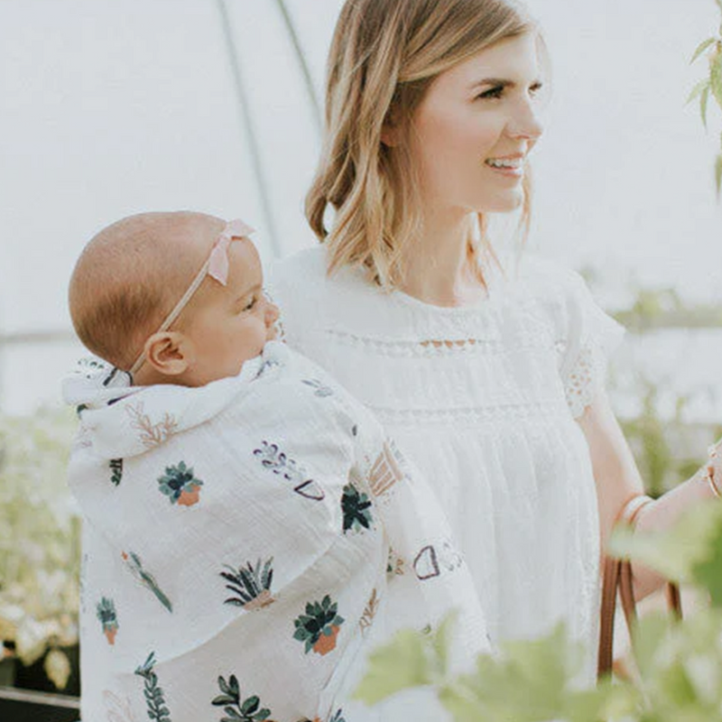 Soft Prickle Pots muslin baby blankets by Little Unicorn, great for naptime and cuddles.