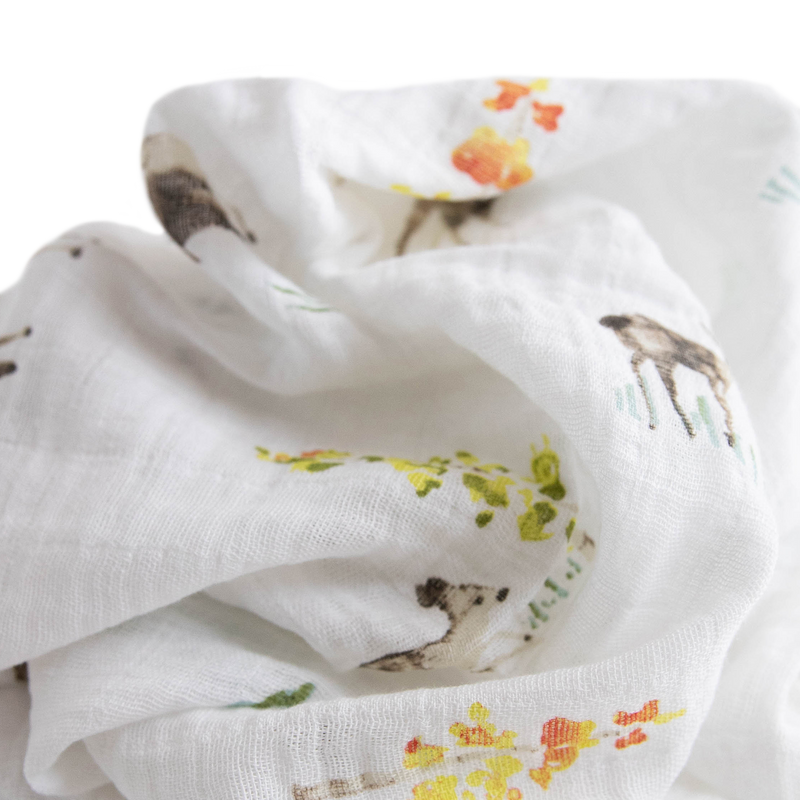 Oh Deer! muslin blanket by Little Unicorn, breathable and gentle for babies.