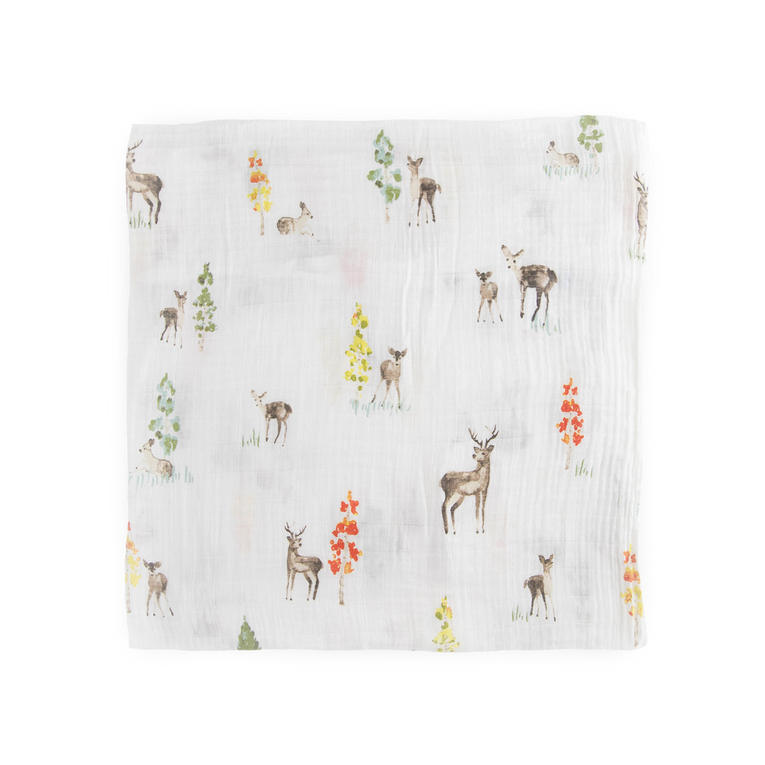 Cozy Cotton Muslin Swaddle Blanket – Oh Deer! from Little Unicorn, perfect as a swaddling muslin blanket.