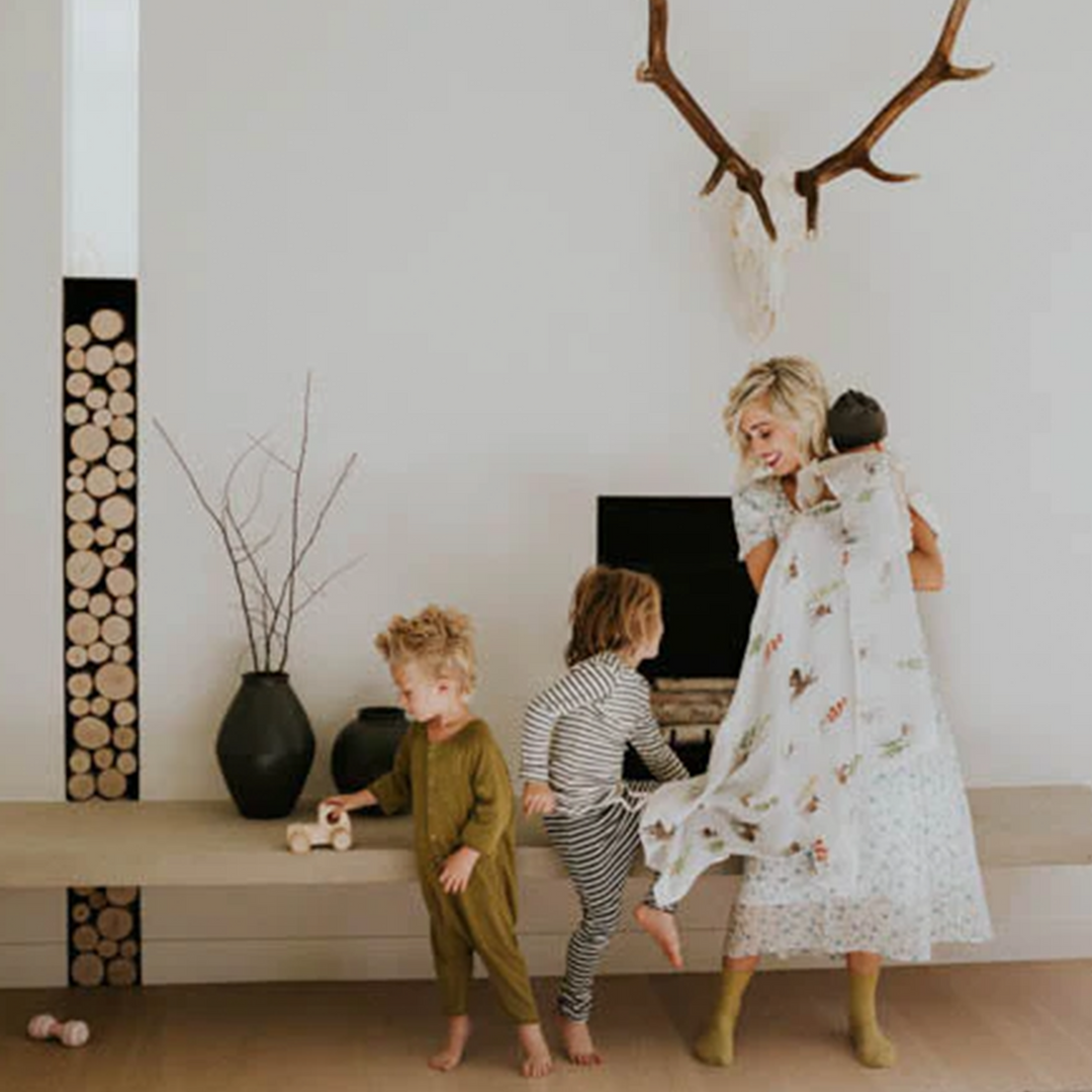 Soft Oh Deer! muslin baby blankets by Little Unicorn, great for naptime and cuddles.