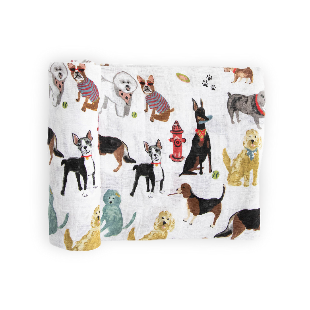 Little Unicorn Woof Cotton Muslin Swaddle Blanket, soft muslin for swaddling newborns