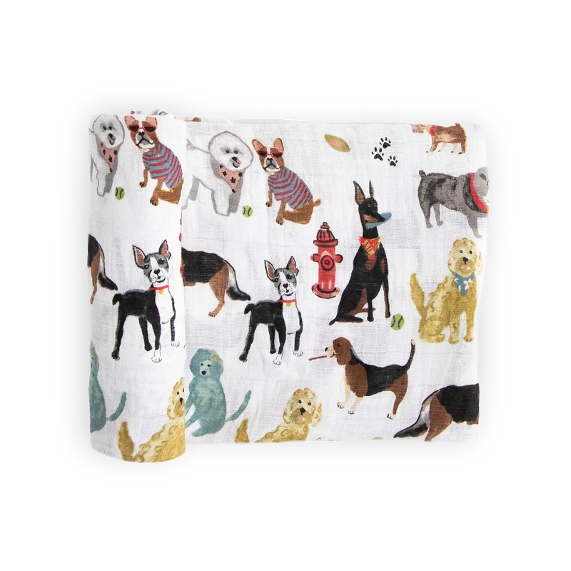 Little Unicorn Woof Cotton Muslin Swaddle Blanket, soft muslin for swaddling newborns