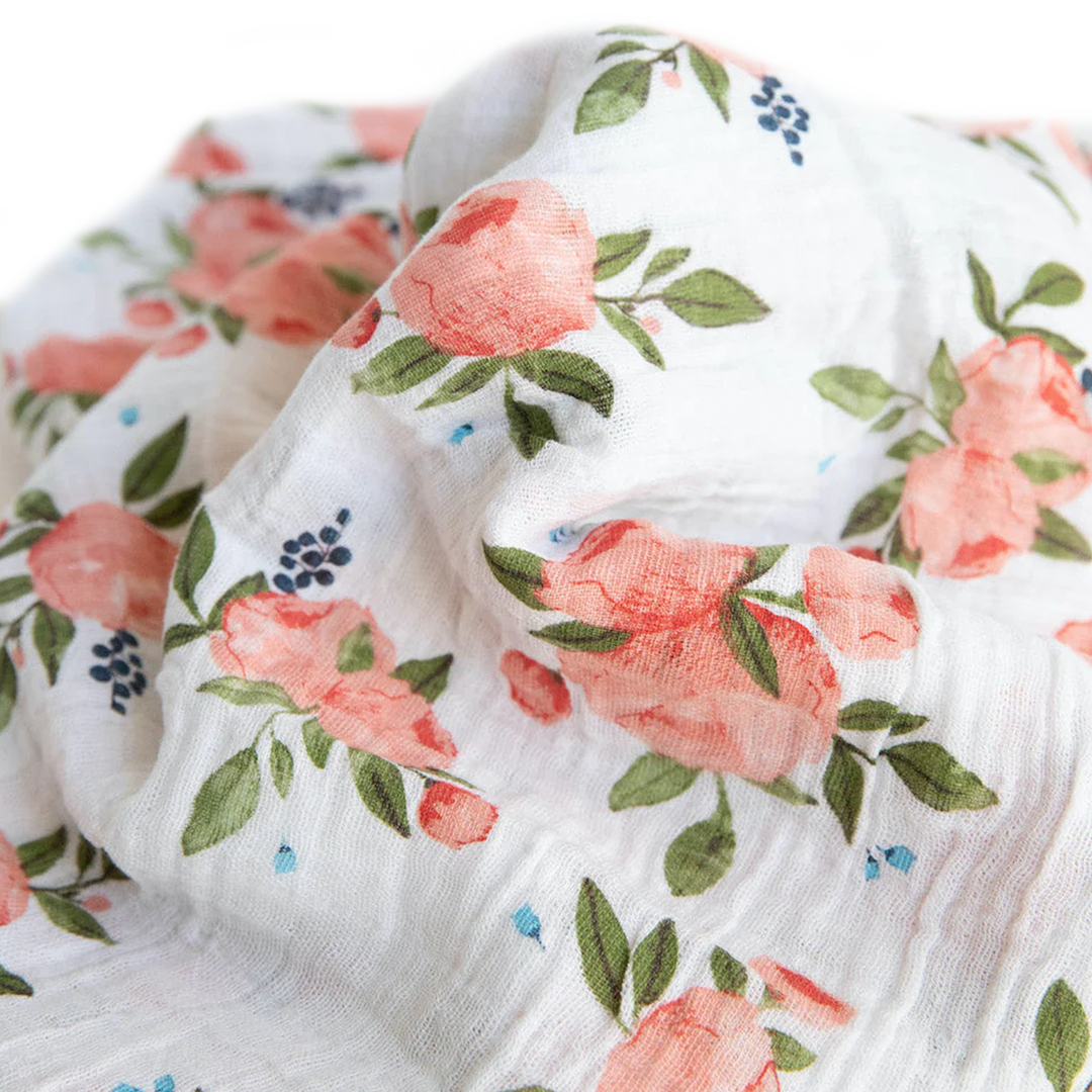 Cozy Little Unicorn Watercolor Roses Muslin Swaddle Blanket, perfect muslin blanket for infants