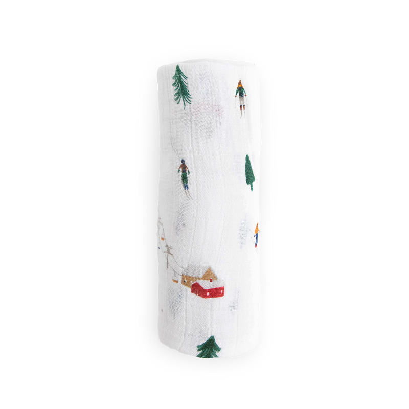 Soft muslin baby blankets by Little Unicorn, featuring the Powder Party design for swaddling.