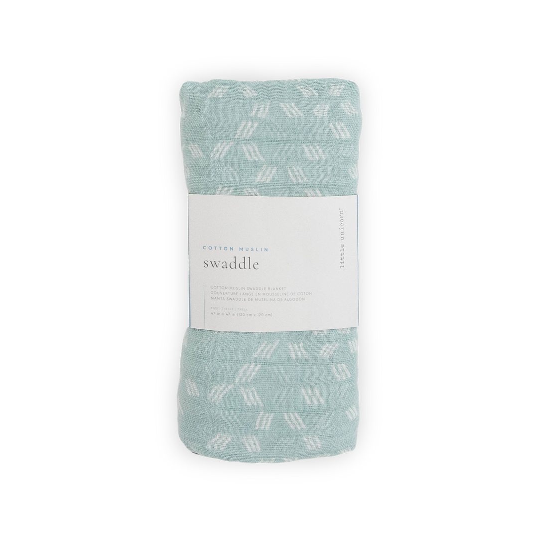 Little Unicorn muslin for swaddling, featuring the Misty Field design for newborn comfort.