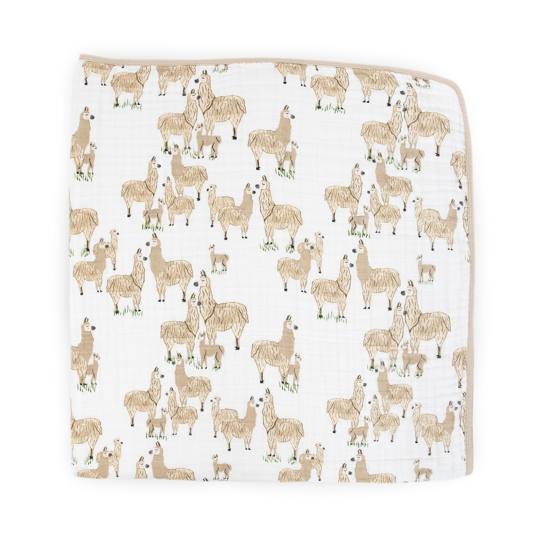 Little Unicorn Original Cotton Muslin Quilt - Llama Llama featuring fun llama design, gentle muslin baby quilt