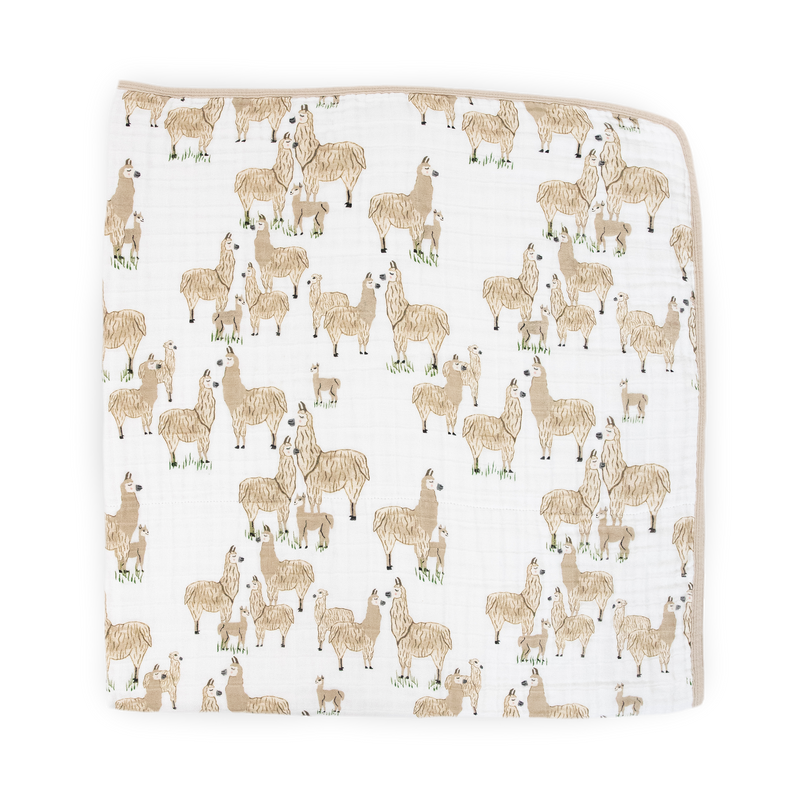 Little Unicorn Original Cotton Muslin Quilt - Llama Llama featuring fun llama design, gentle muslin baby quilt