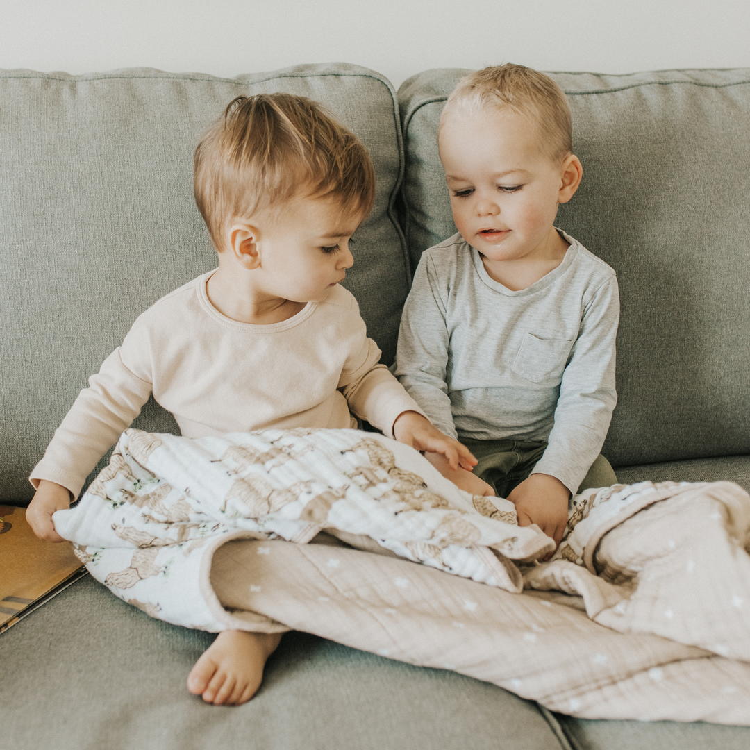 Soft infant muslin blankets by Little Unicorn, Original Cotton Muslin Quilt - Llama Llama, charming baby quilt for daily use