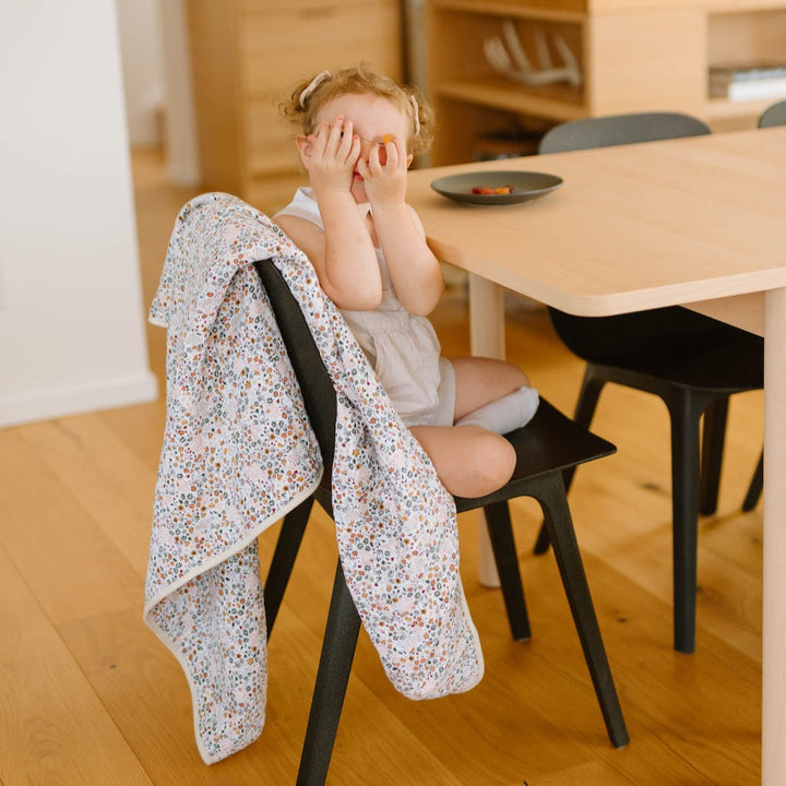 Soft infant muslin blankets by Little Unicorn, Original Cotton Muslin Quilt - Pressed Petals, charming baby quilt for daily use