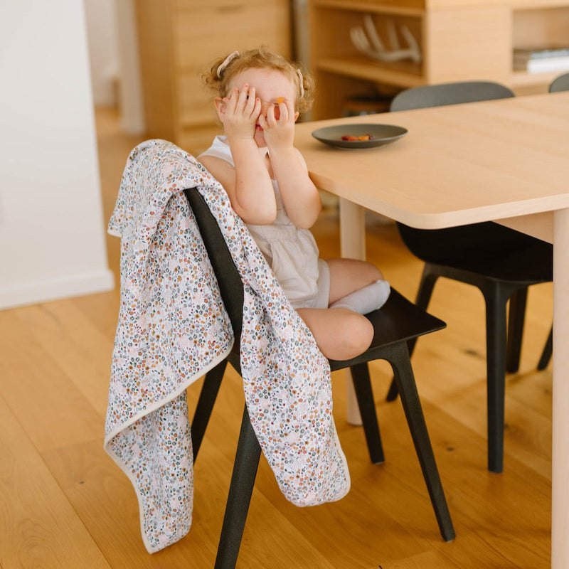 Soft infant muslin blankets by Little Unicorn, Original Cotton Muslin Quilt - Pressed Petals, charming baby quilt for daily use