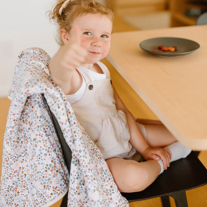 Little Unicorn Original Cotton Muslin Quilt - Pressed Petals, breathable muslin quilt with pressed petals pattern for cozy baby comfort