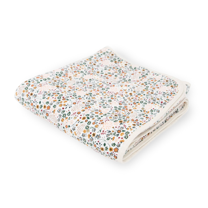 Little Unicorn Original Cotton Muslin Quilt - Pressed Petals in soft floral print, gentle baby blanket for infants