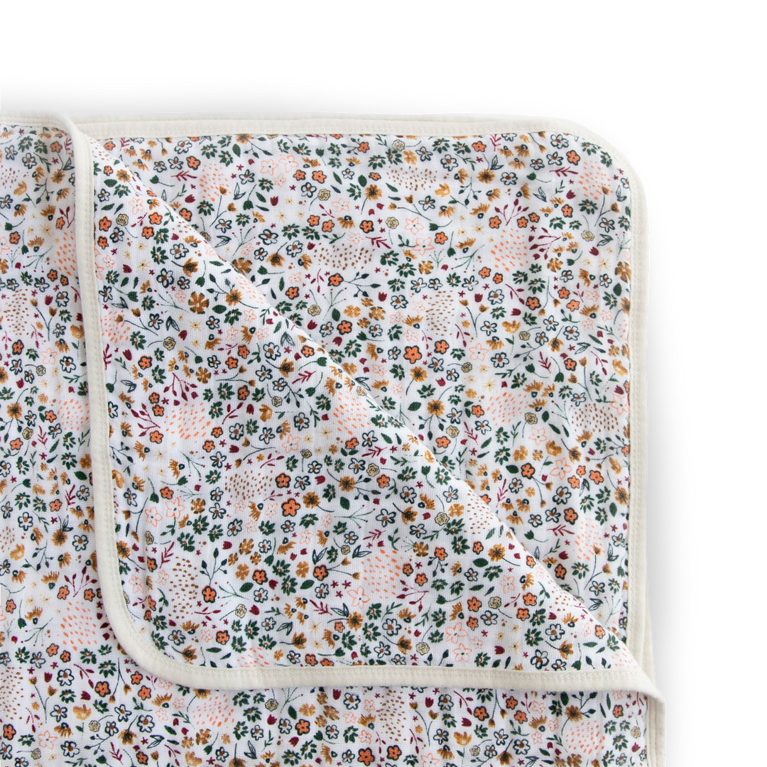 Cozy muslin quilt by Little Unicorn, Original Cotton Muslin Quilt - Pressed Petals, ideal for newborn snuggles