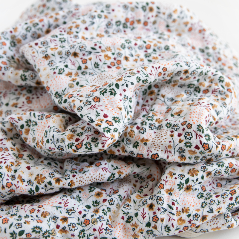 Lightweight muslin baby blanket from Little Unicorn, Original Cotton Muslin Quilt - Pressed Petals, perfect for swaddling and naps