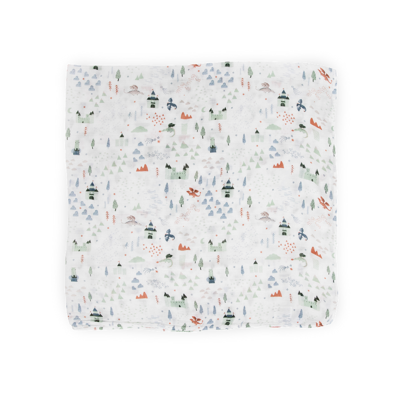 Little Unicorn Deluxe Muslin Swaddle Blanket - Dragon Days, breathable muslin swaddle blankets