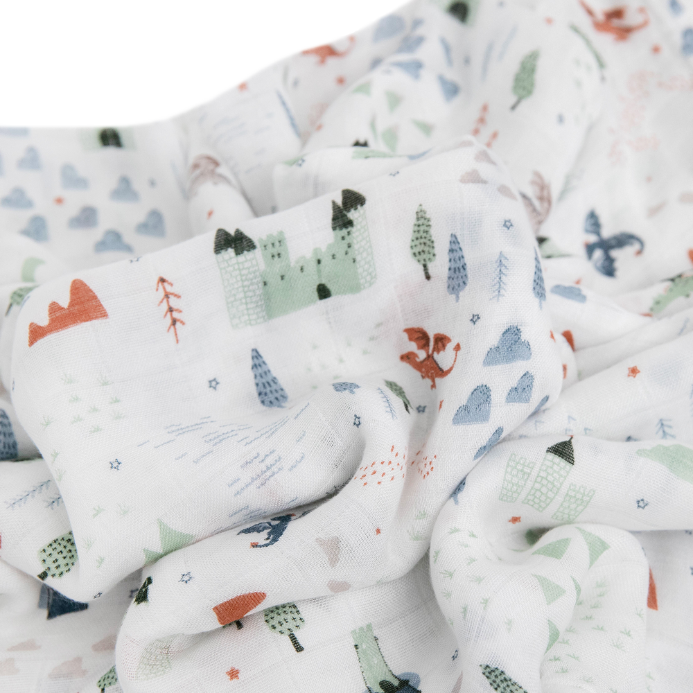Cozy Little Unicorn Dragon Days Deluxe Muslin Swaddle Blanket, perfect muslin blanket for infants