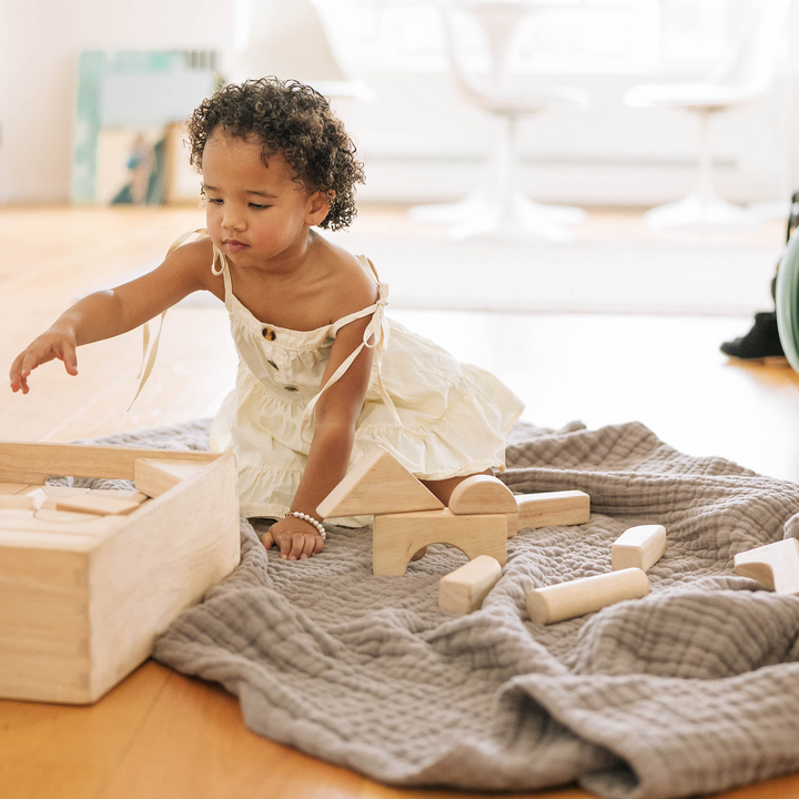 Little Unicorn Cotton Muslin Quilted Throw - Mocha, versatile muslin swaddle or baby blanket for all seasons