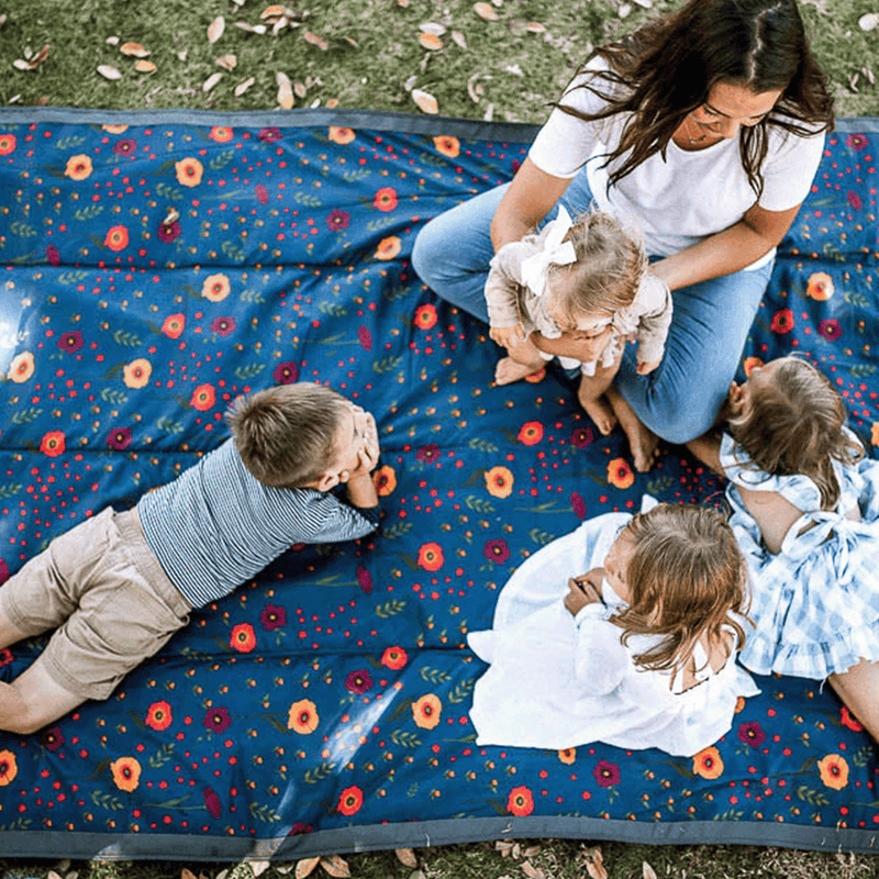 Foldable Little Unicorn Outdoor Blanket - Midnight Poppy, lightweight waterproof blanket outdoor ideal for beach trips