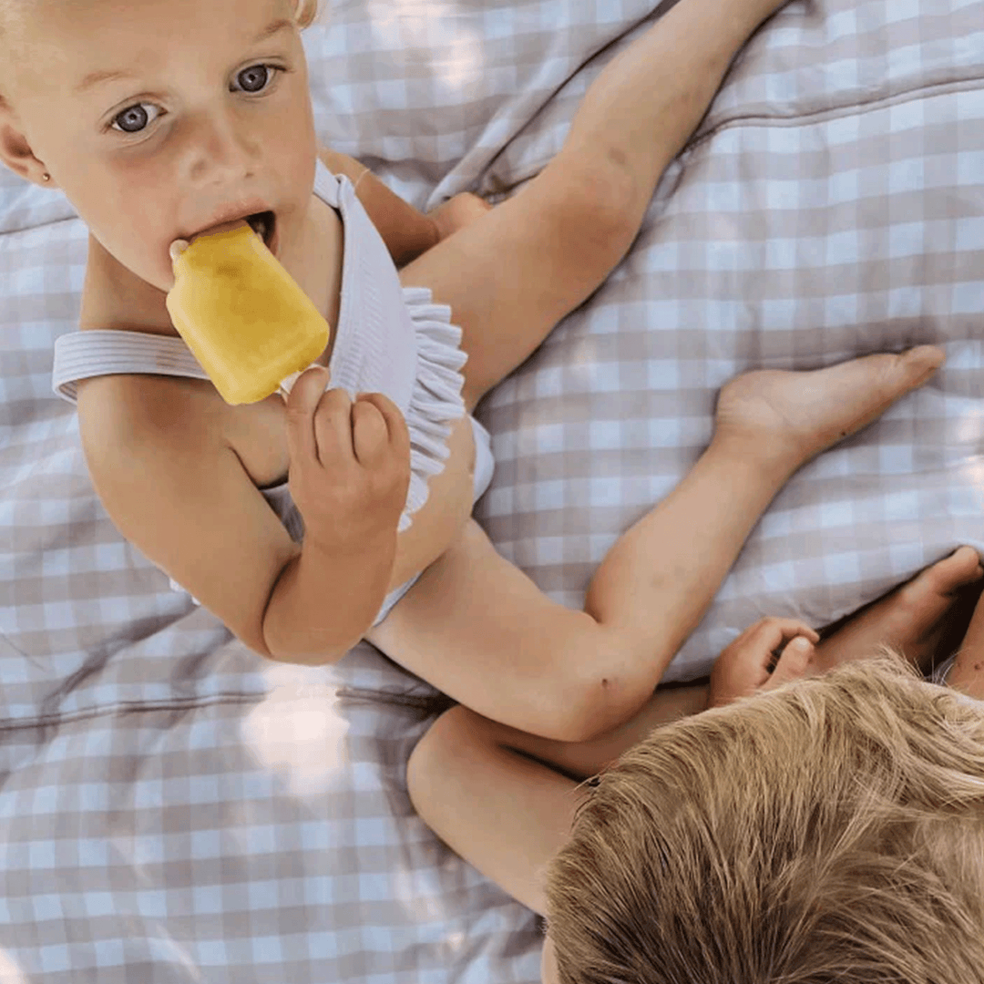 Foldable Little Unicorn Outdoor Blanket - Beige Buffalo Check, cozy outdoor blanket waterproof for adventures