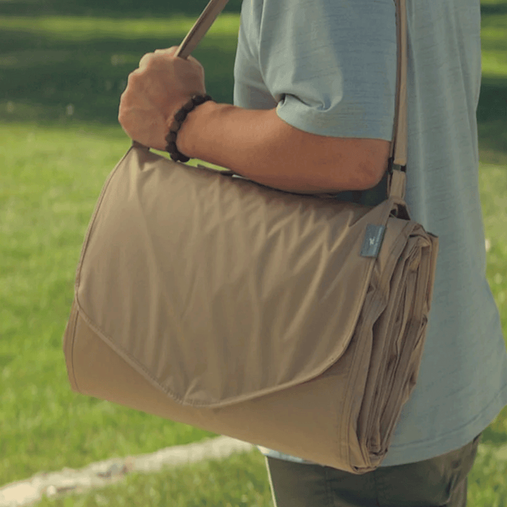 Little Unicorn Outdoor Blanket - Beige Buffalo Check, portable waterproof blanket outdoor for family outings