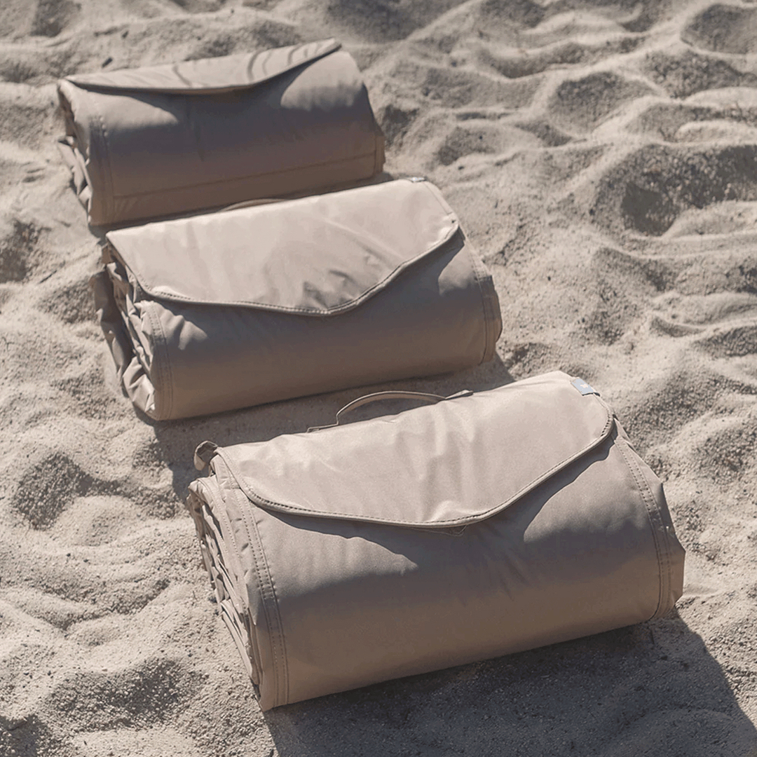 Beige Buffalo Check Outdoor Blanket by Little Unicorn, lightweight waterproof blanket outdoor for festivals or trips