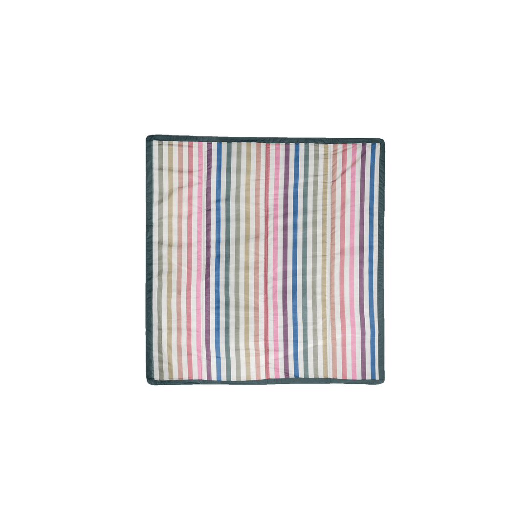 Spread on grass, Little Unicorn Outdoor Blanket - Chroma Rugby Stripe makes the best outdoor blanket for all seasons.