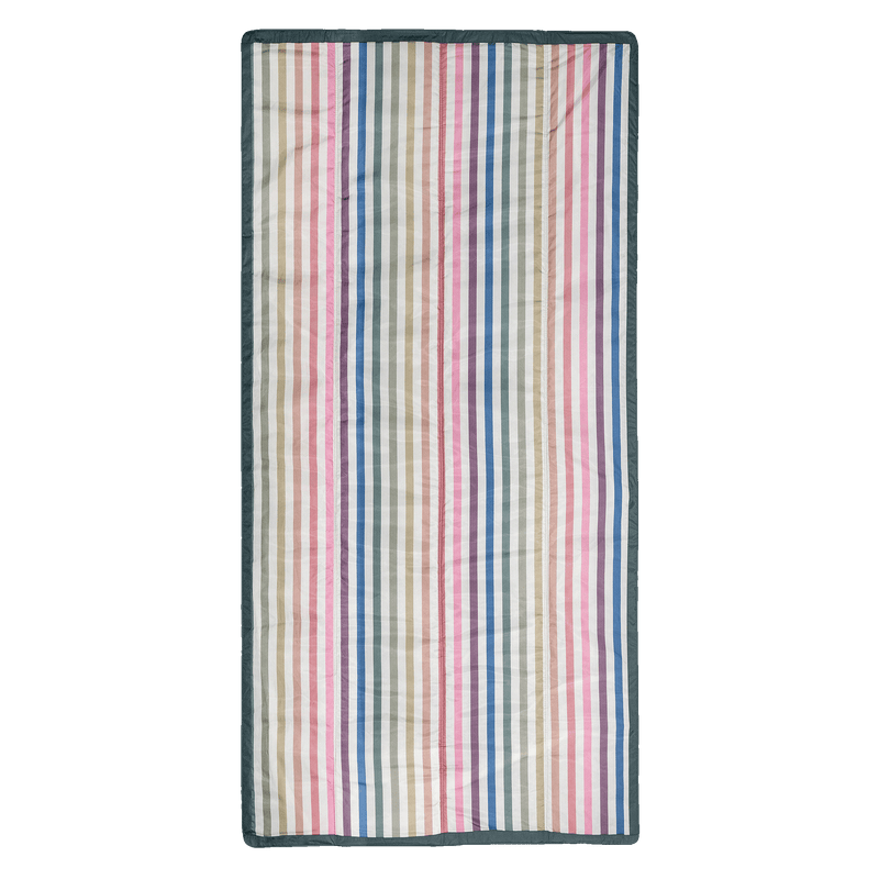 Folded and ready to go, this Little Unicorn Outdoor Blanket - Chroma Rugby Stripe is a stylish waterproof outdoor blanket.