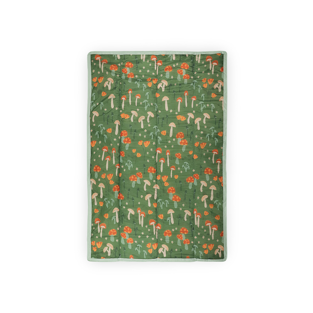 Soft and foldable, Little Unicorn Outdoor Blanket - Woodland Mushroom is the best outdoor blanket for adventures.