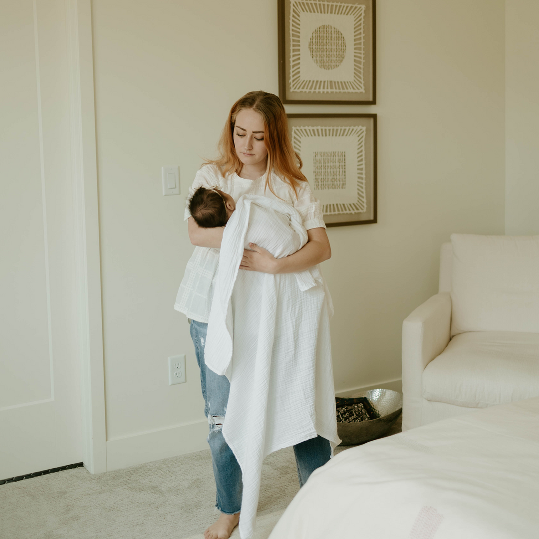 Soft and breathable muslin for swaddling, Little Unicorn Organic Cotton White Swaddle Blanket.