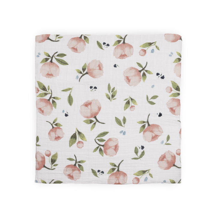 Gentle infant muslin blankets by Little Unicorn, Organic Cotton Muslin Swaddle Blanket in Watercolor Floret.